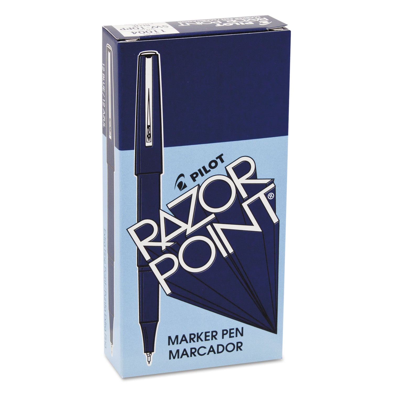 Pilot Marker Pens - 0.3 mm Extra Fine Pen Point - Blue Ink - Blue Plastic Barrel - Metal Tip - Writing - 1 Dozen