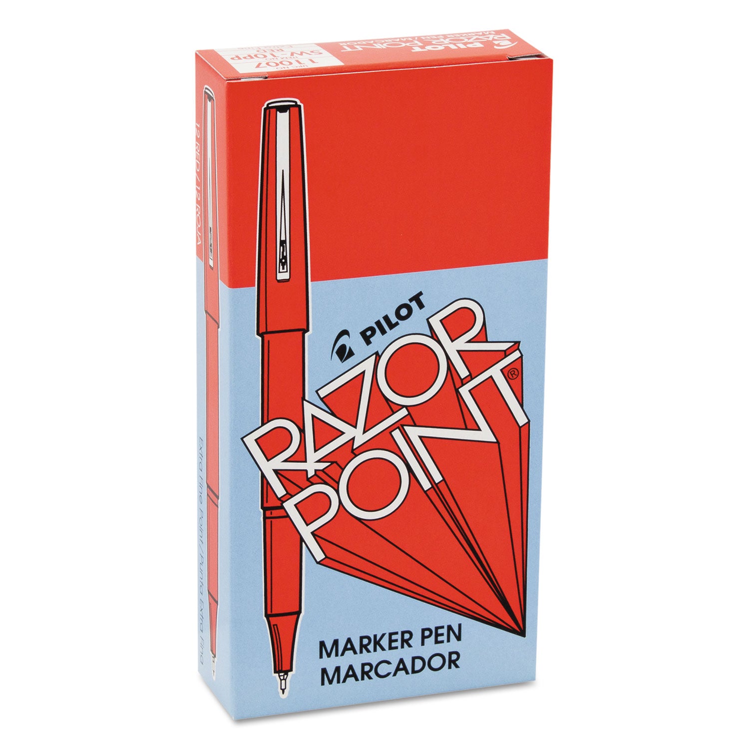 Pilot Marker Pens - 0.3 mm Extra Fine Pen Point - Red Ink - Red Plastic Barrel - Metal Tip - Writing - 1 Dozen