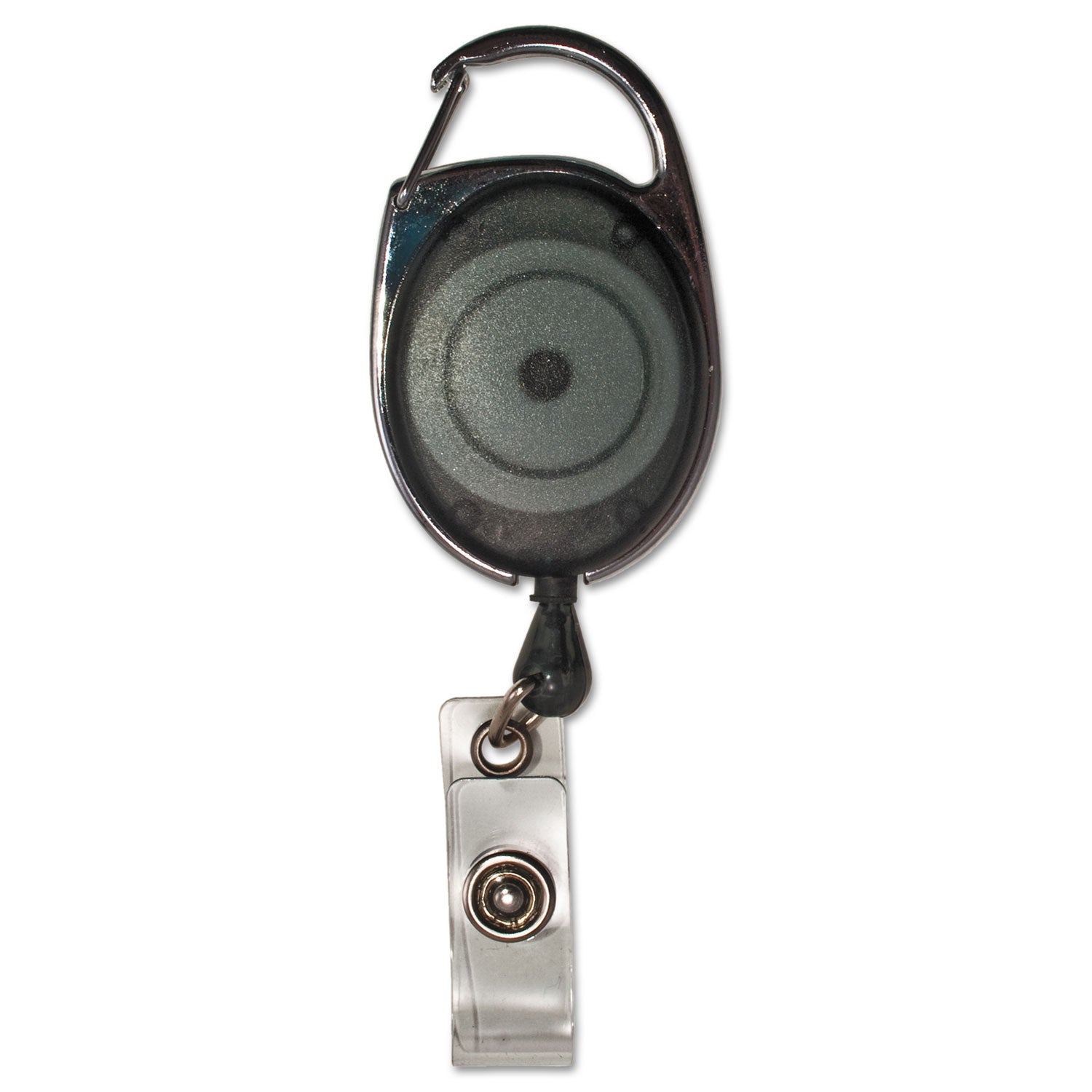 Retractable Carabiner Style Badge Reels with Badge Strap, Smoke, Pack of 12