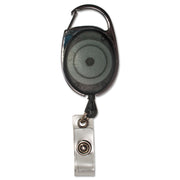 Retractable Carabiner Style Badge Reels with Badge Strap, Smoke, Pack of 12