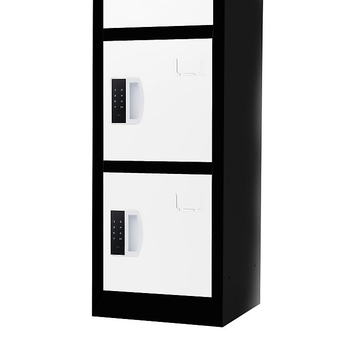 72" H x 12" W  6-Tier Steel Storage Locker with Digital Lock, Black and White