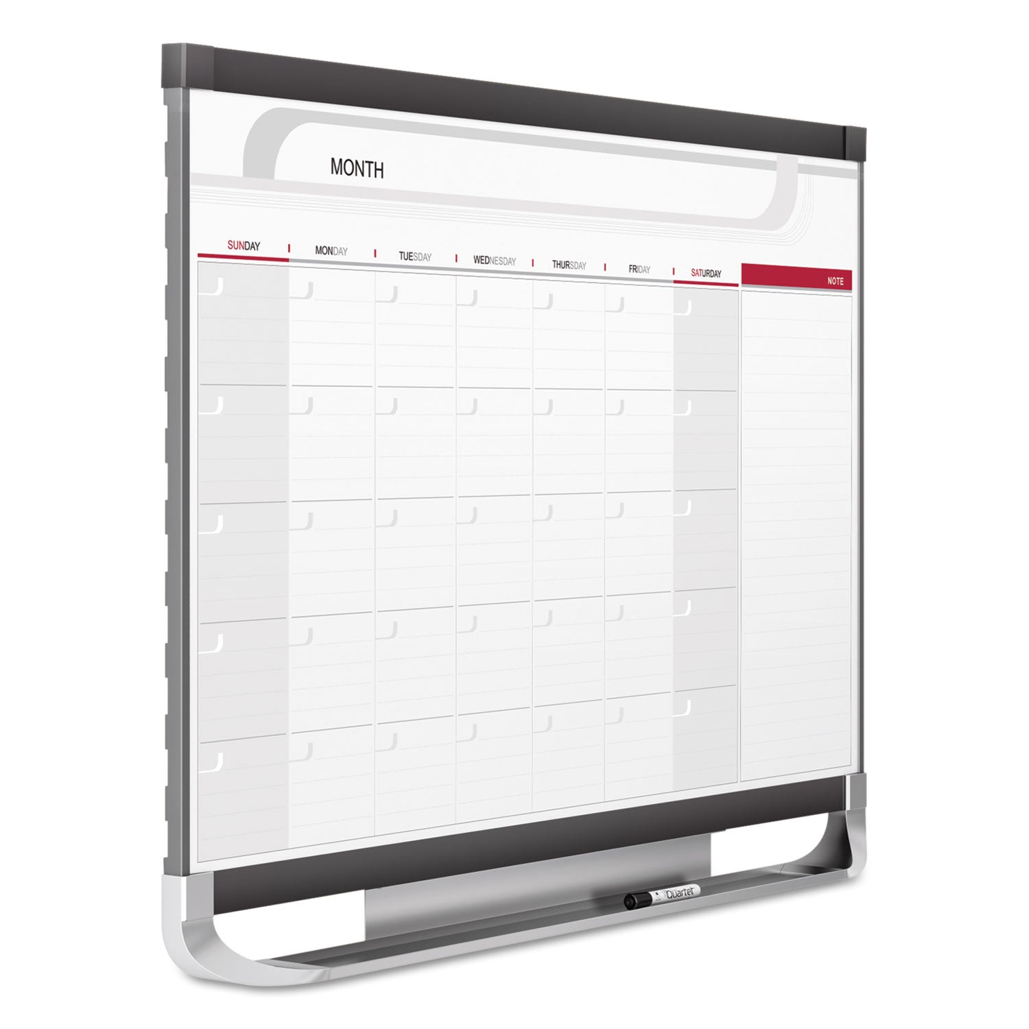 Monthly - 1 Month - Graphite, White - Steel - 24" Height x 36" Width - Erasable, Stain Resistant, Ghost Resistant, Magnetic, Durable, Marker Tray - 1 Each - TAA Compliant