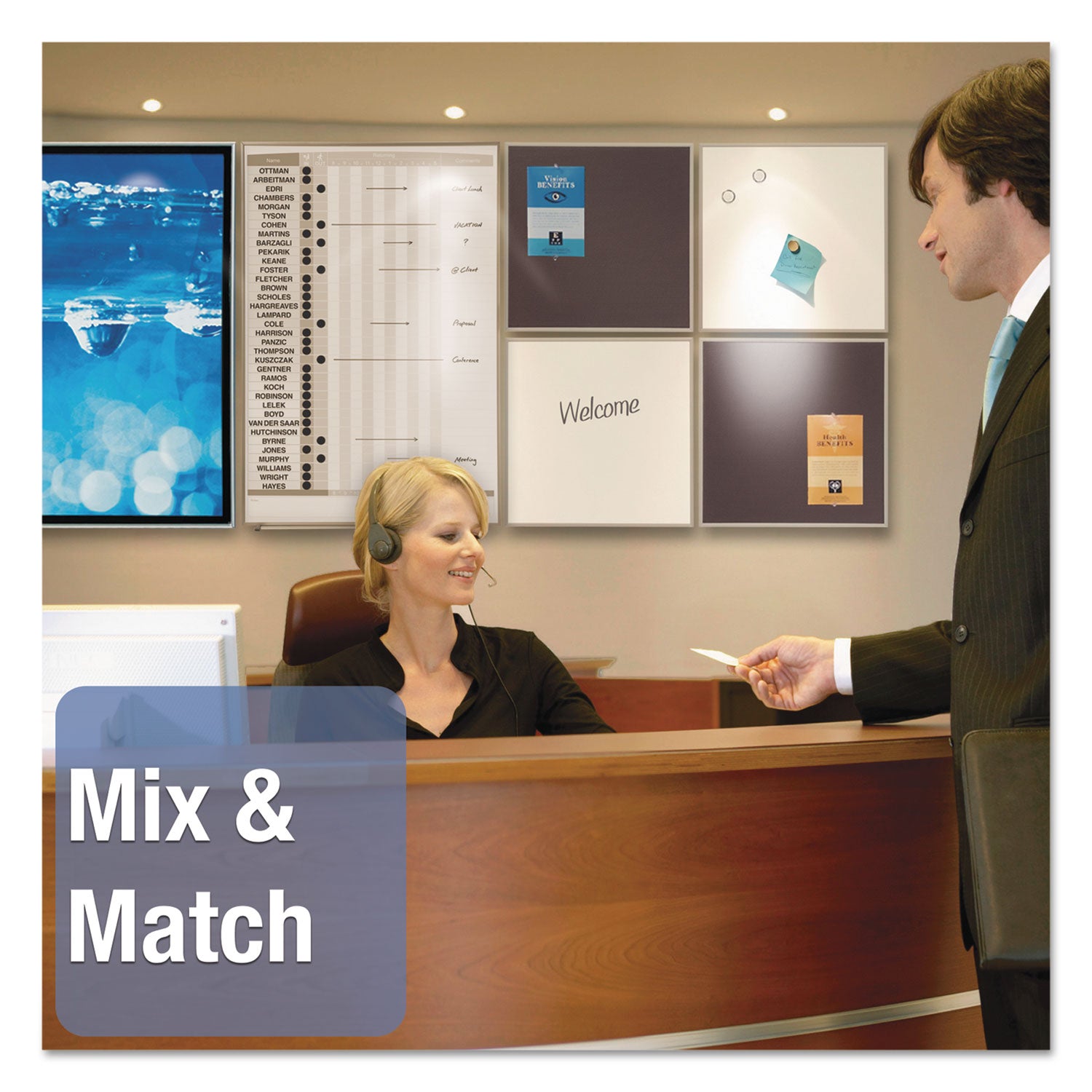 Quartet Matrix Whiteboard - 23" Board Height x 34" Board Width - White Surface - Magnetic, Durable - Silver Aluminum Frame - 1 Each