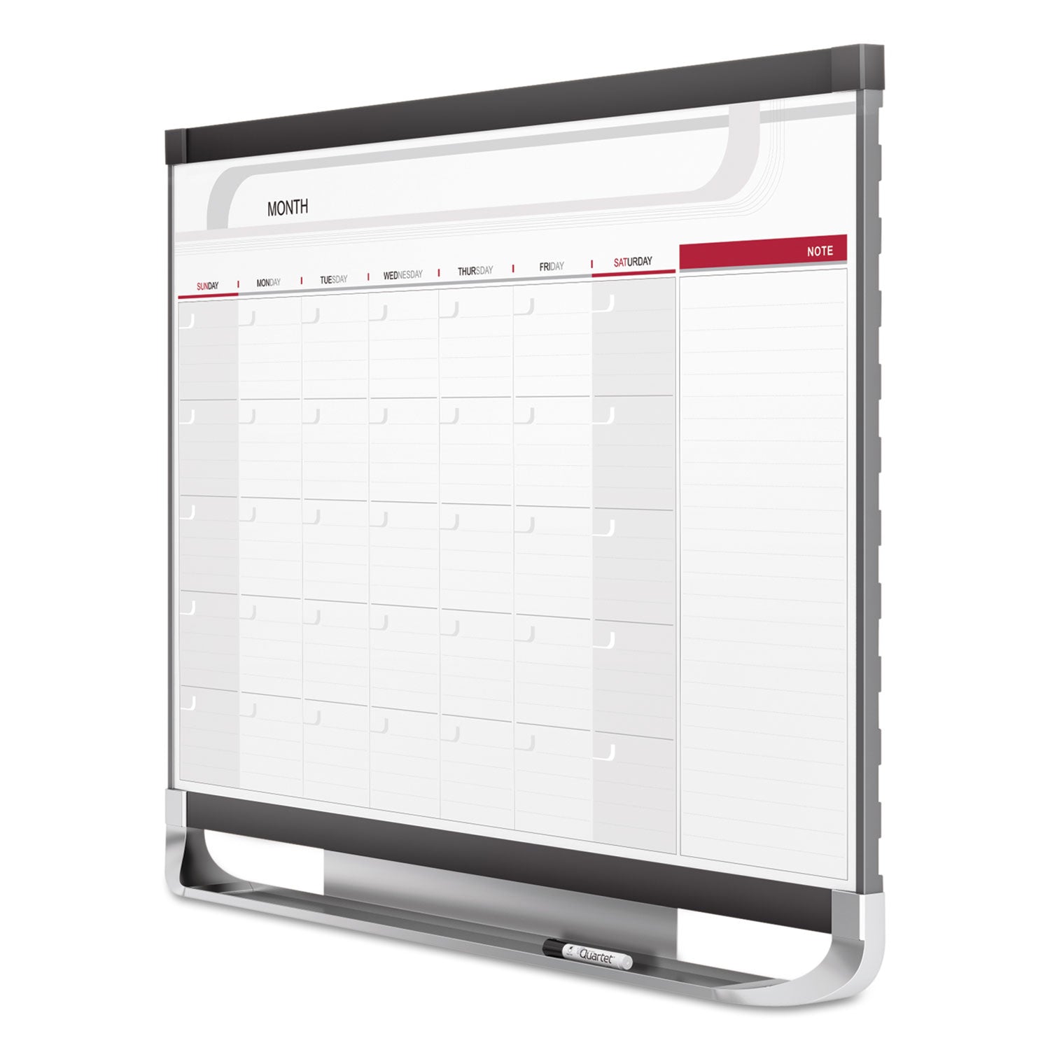 Monthly - 1 Month - Graphite, White - Steel - 24" Height x 36" Width - Erasable, Stain Resistant, Ghost Resistant, Magnetic, Durable, Marker Tray - 1 Each - TAA Compliant