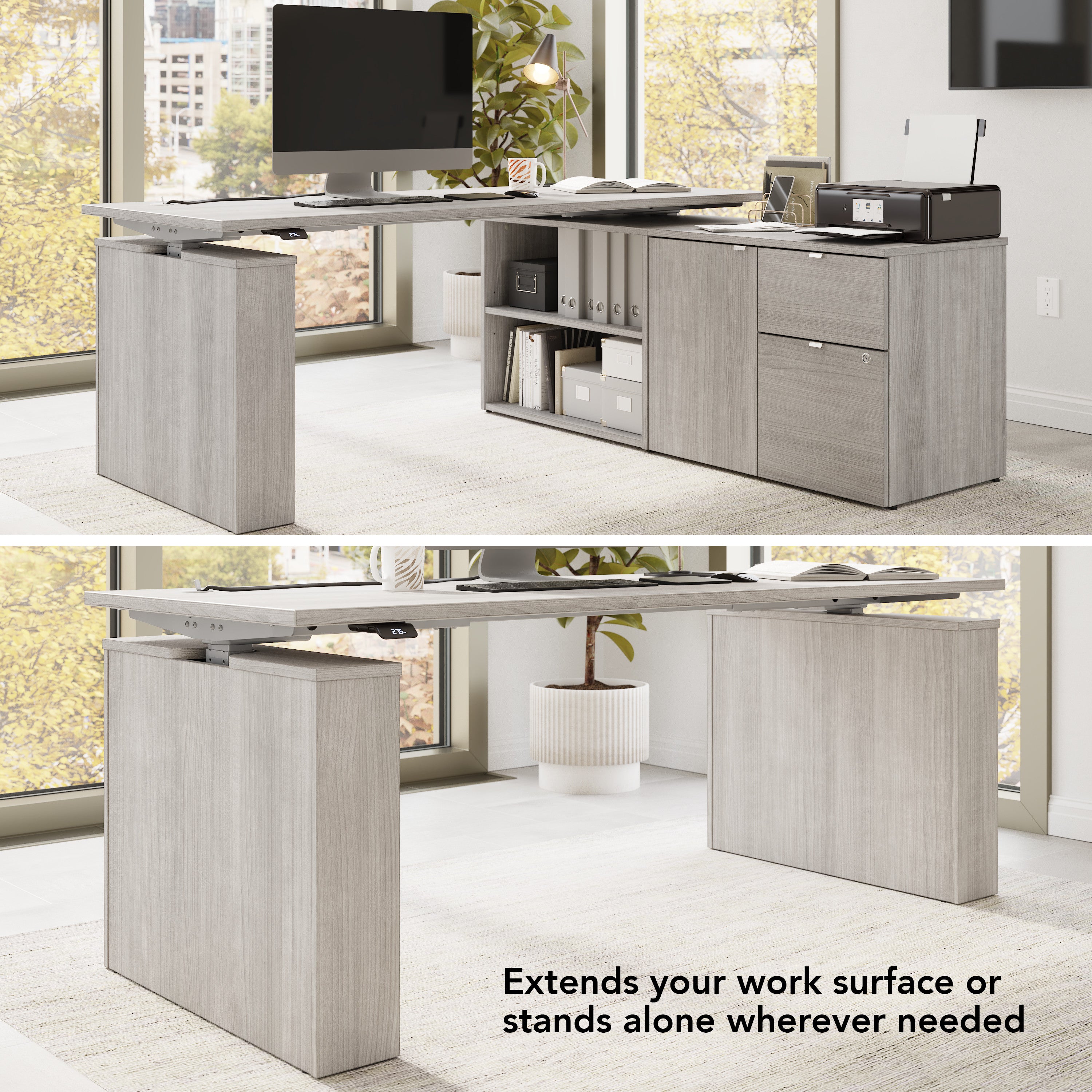 Bush Business Furniture Stratus&nbsp;30W Office Storage Cabinet with Drawers in Platinum Gray - 31.26" Width x 19.61" Depth x 24.15" Height