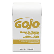 Gojo&reg; Gold & Klean Antimicrobial Lotion Soap - Fresh Scent - 27.05 fl oz - Dirt Remover, Bacteria Remover, Kill Germs - Antibacterial - Leak Proof, Non-clog, Bio-based - 12 / Carton