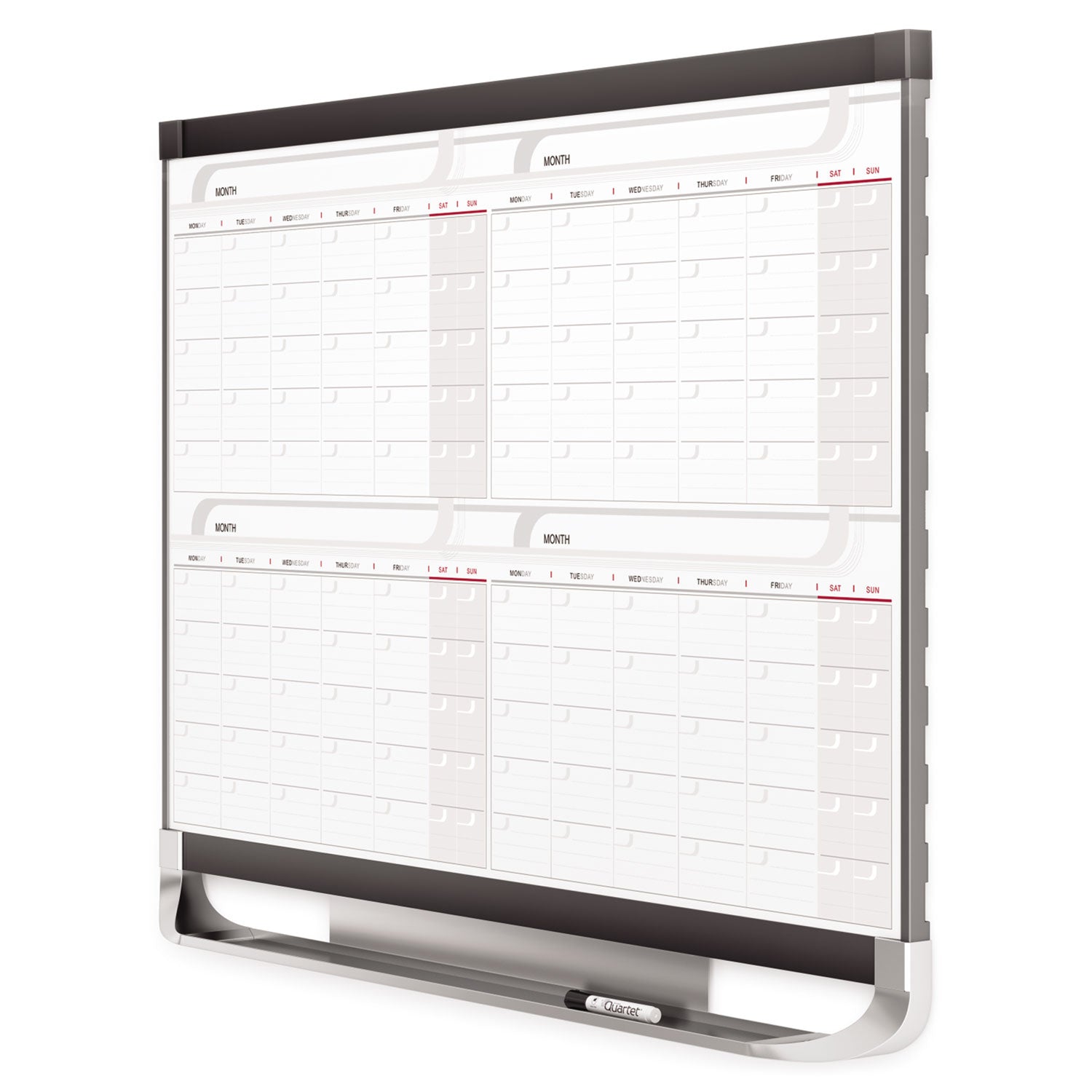 Monthly - 4 Month - Graphite, White - Steel - 36" Height x 48" Width - Marker Tray, Durable, Ghost Resistant, Stain Resistant, Magnetic, Maintenance Schedule, Mountable - 1 Each - TAA Compliant