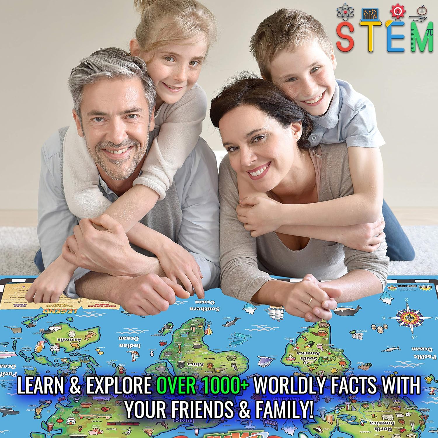 Kid's World Map Interactive Wall Chart with Free App
