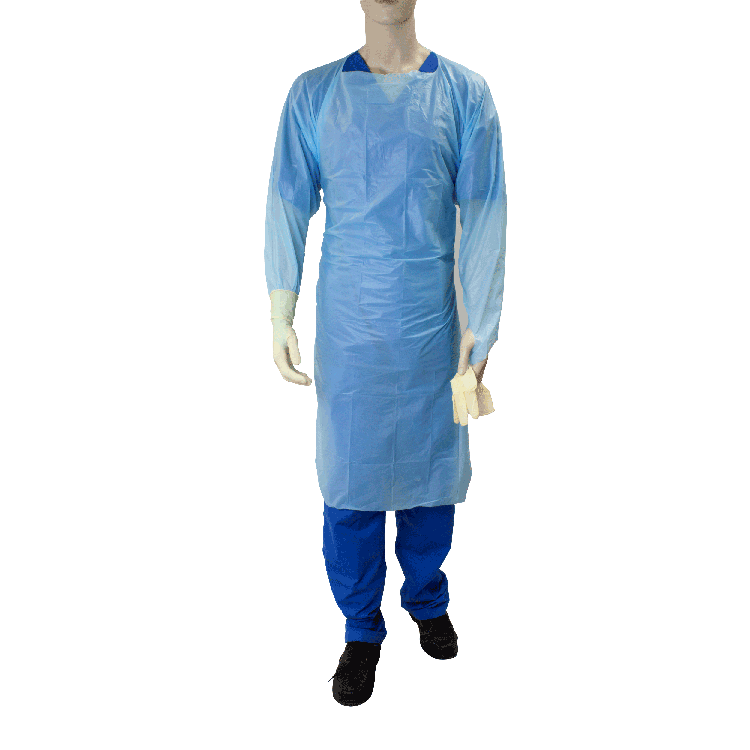 CPE Thumb Loop Isolation Gown, Blue - 15 pcs per Box/5 Bags per Case