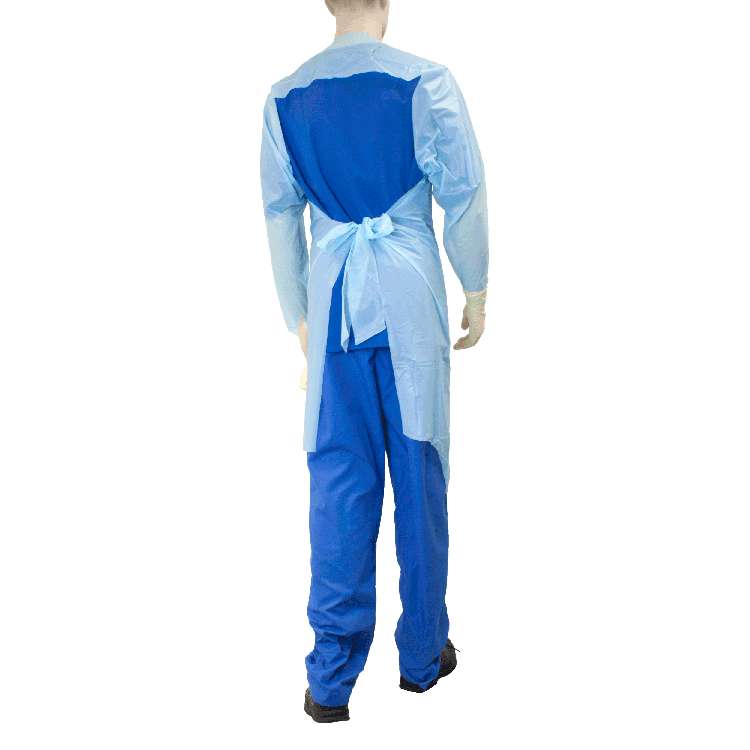 CPE Thumb Loop Isolation Gown, Blue - 15 pcs per Box/5 Bags per Case