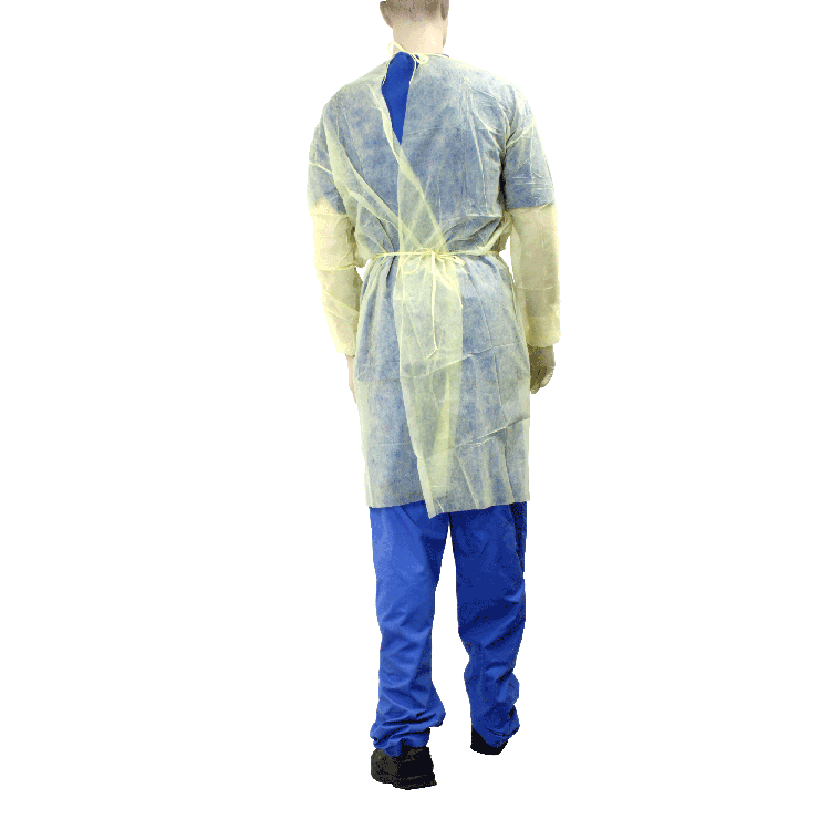 Isolation Gown Fluid Resistant, Universal, Yellow - 5 pcs per Bag/10 Bags per Case