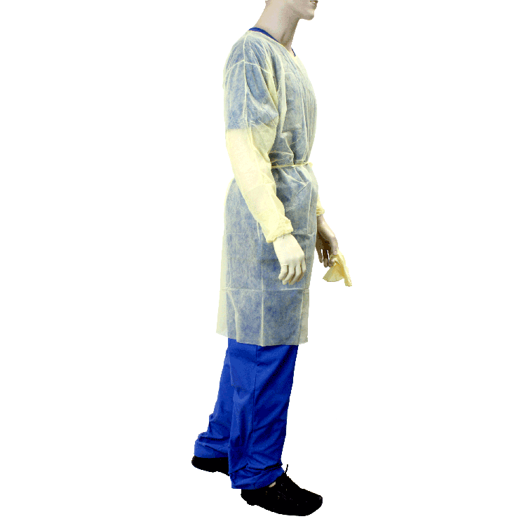 Isolation Gown Fluid Resistant, Universal, Yellow - 5 pcs per Bag/10 Bags per Case