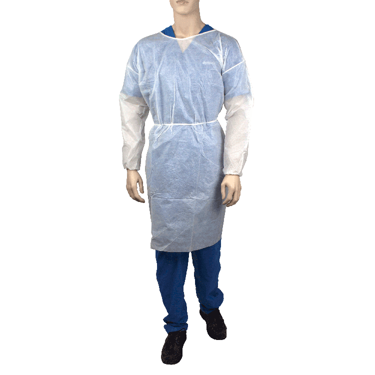 Isolation Gown Poly - Coated Barrier, Small, white - 5 pcs per Bag/10 Bags per Case