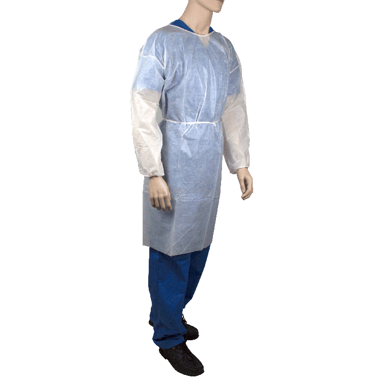 Isolation Gown Poly - Coated Barrier, Small, white - 5 pcs per Bag/10 Bags per Case