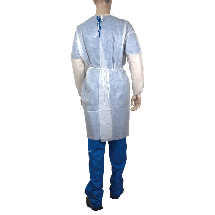 Isolation Gown Poly - Coated Barrier, Universal, White - 5 pcs per Bag/10 Bags per Case