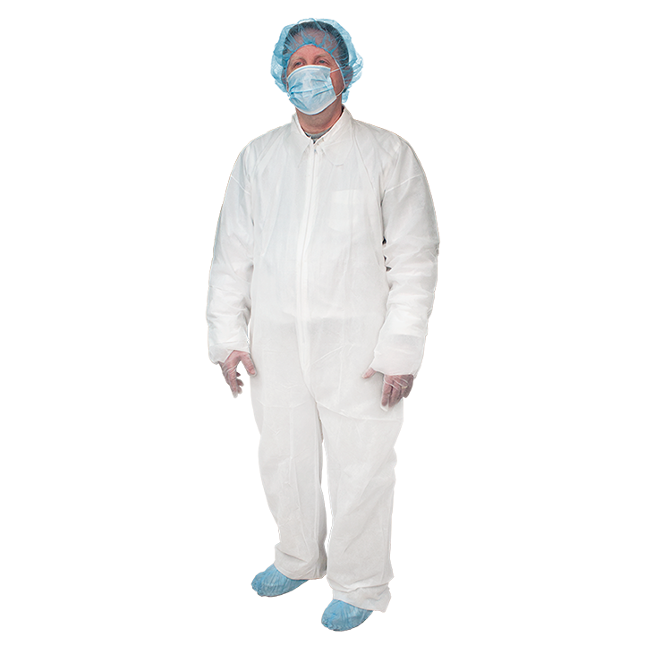 Disposable Coveralls, Universal Size, White - 5 pcs per Box/5 Boxes per Case