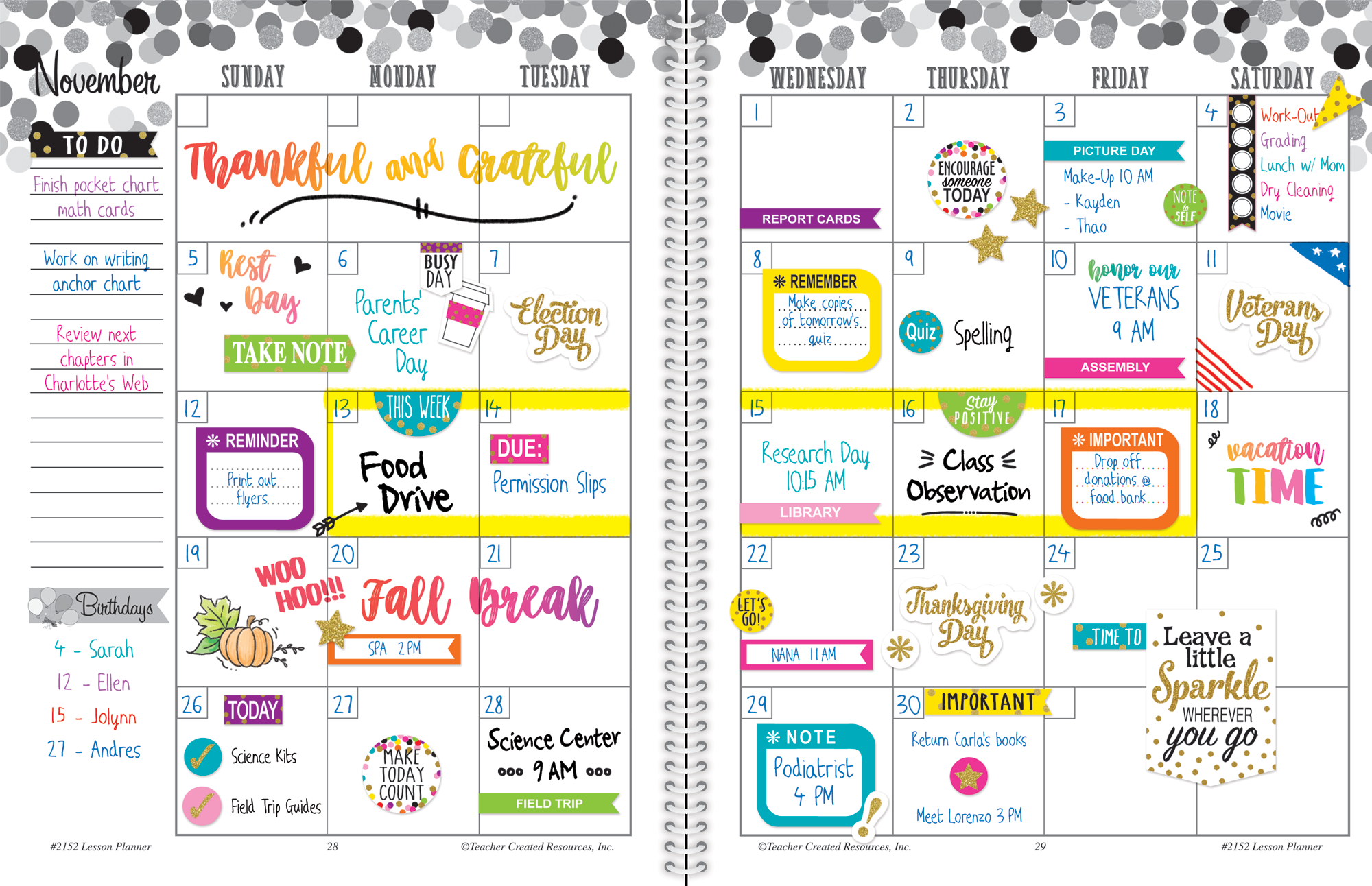 Confetti Lesson Planner