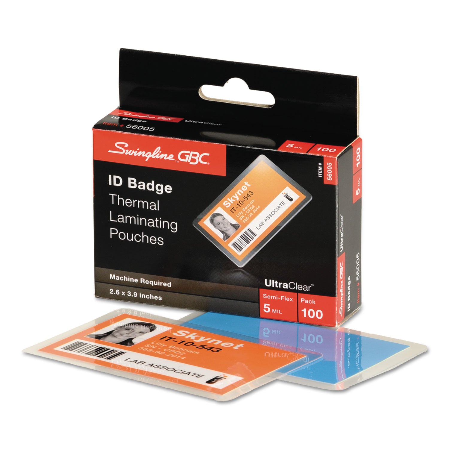 Sheet Size Supported: Government - Laminating Pouch/Sheet Size: 2.63" Width x 3.88" Length x 5 mil Thickness - Glossy - for Document, Photo, ID Card - Flexible, Wear Resistant, Tear Resistant - Clear - 100 / Box