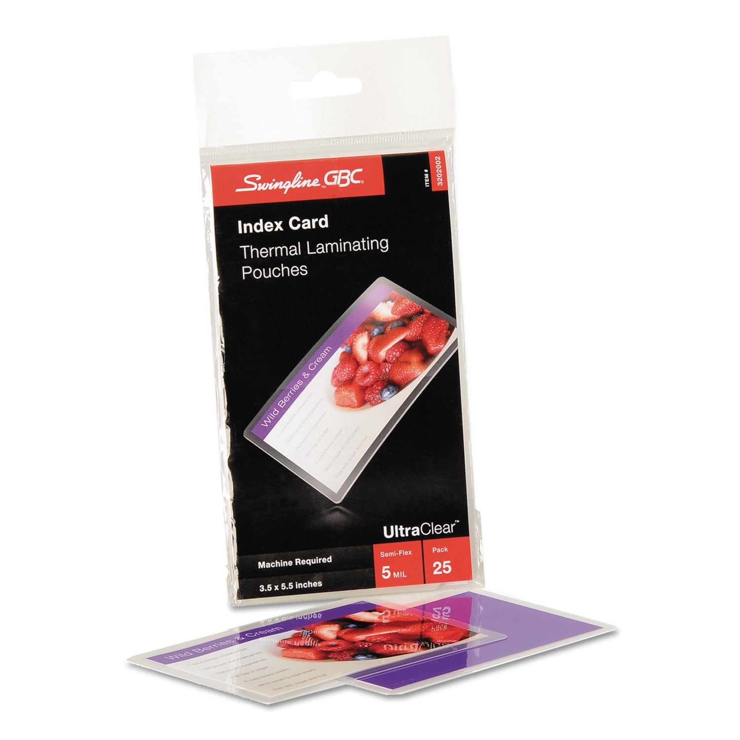 GBC UltraClear Thermal Laminating Pouches - Laminating Pouch/Sheet Size: 3.50" Width x 5.50" Length x 5 mil Thickness - Glossy - for Index Card - Flexible, Wear Resistant, Tear Resistant - Clear - 25 / Pack