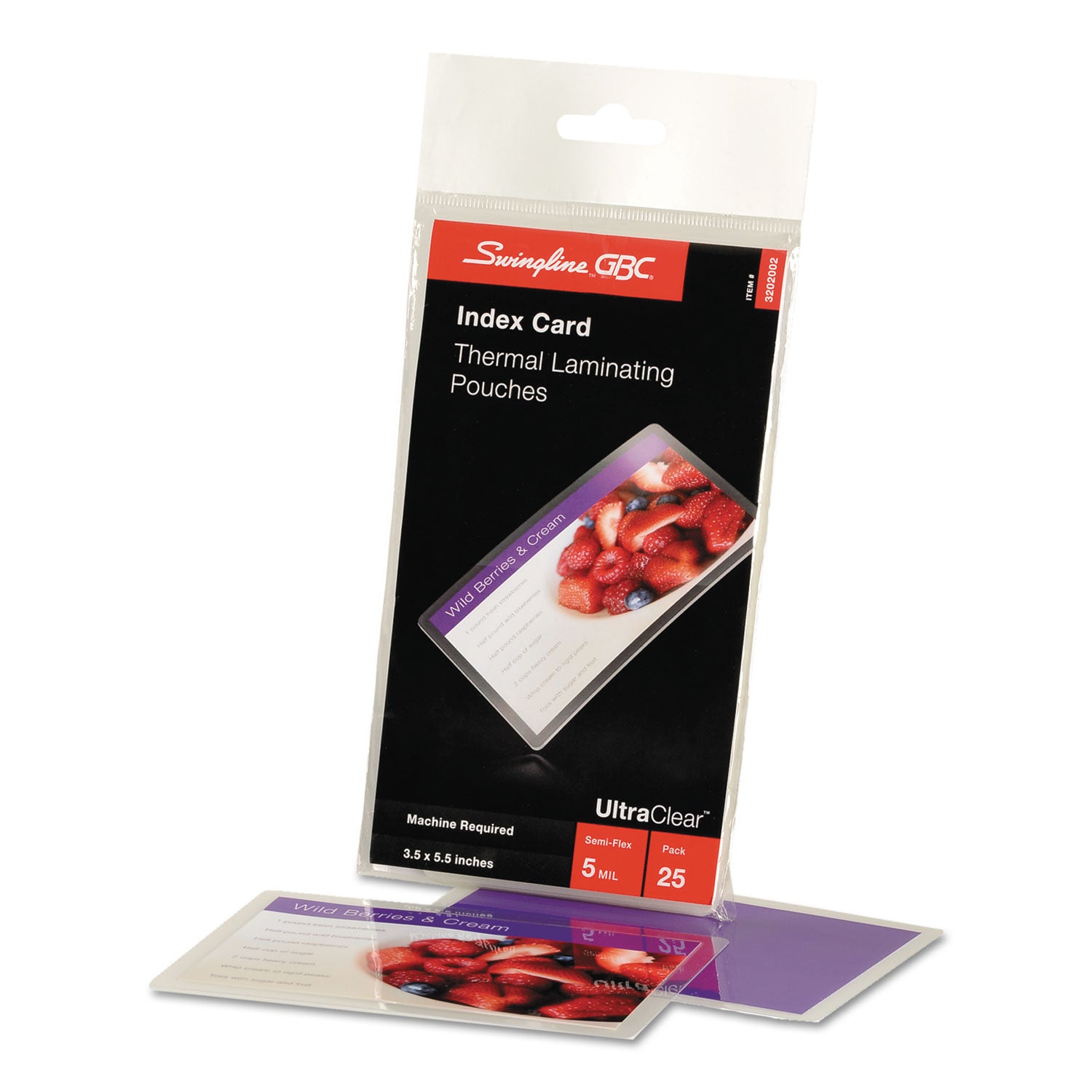 GBC UltraClear Thermal Laminating Pouches - Laminating Pouch/Sheet Size: 3.50" Width x 5.50" Length x 5 mil Thickness - Glossy - for Index Card - Flexible, Wear Resistant, Tear Resistant - Clear - 25 / Pack