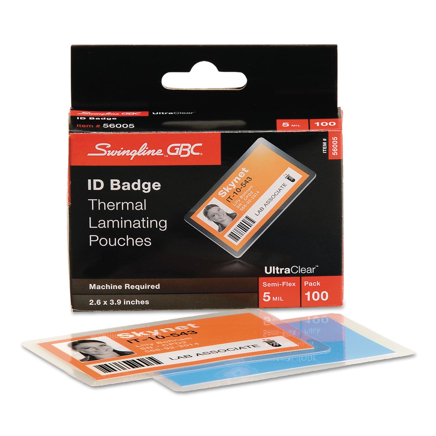 Sheet Size Supported: Government - Laminating Pouch/Sheet Size: 2.63" Width x 3.88" Length x 5 mil Thickness - Glossy - for Document, Photo, ID Card - Flexible, Wear Resistant, Tear Resistant - Clear - 100 / Box
