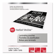 GBC UltraClear Thermal Laminating Pouches - Sheet Size Supported: Letter 8.50" Width x 11" Length - Laminating Pouch/Sheet Size: 9" Width x 11.50" Length x 5 mil Thickness - Glossy - for Document, Photo - Clear - 100 / Pack