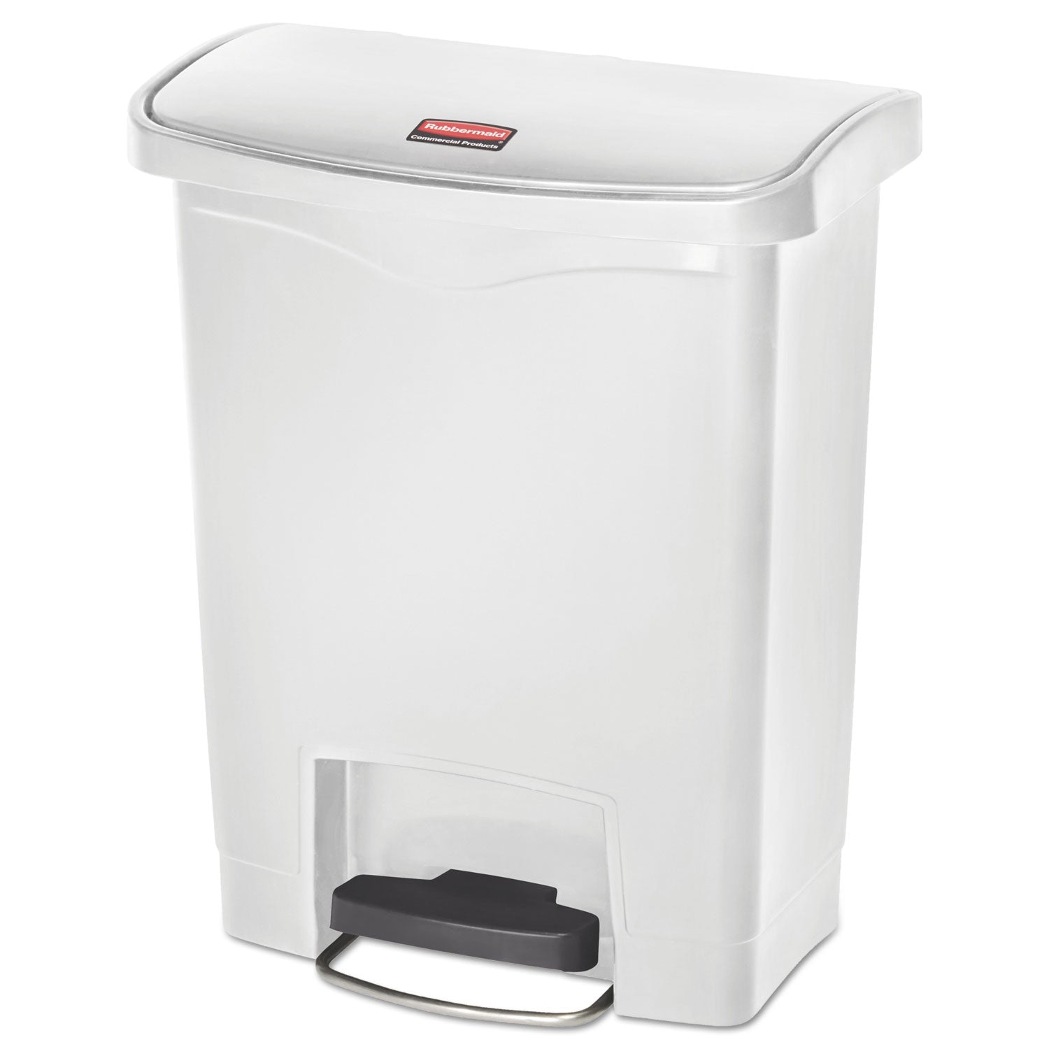 Rubbermaid Commercial Slim Jim 8-gal Step-On Container - Step-on Opening - Hinged Lid - 8 gal Capacity - Manual - Durable, Foot Pedal, Easy to Clean - 21.1" Height x 10.6" Width - Plastic, Resin - White - 1 Each