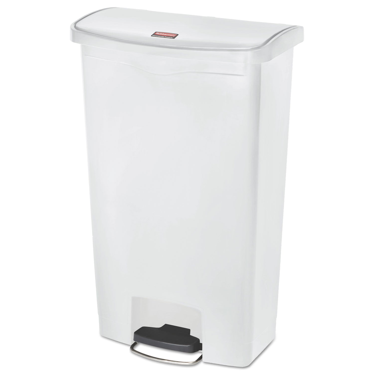Rubbermaid Commercial Slim Jim 18-gal Step-On Container - Step-on Opening - Hinged Lid - 18 gal Capacity - Manual - Durable, Foot Pedal, Easy to Clean - 31.6" Height x 12.2" Width - Plastic, Resin - White - 1 Each