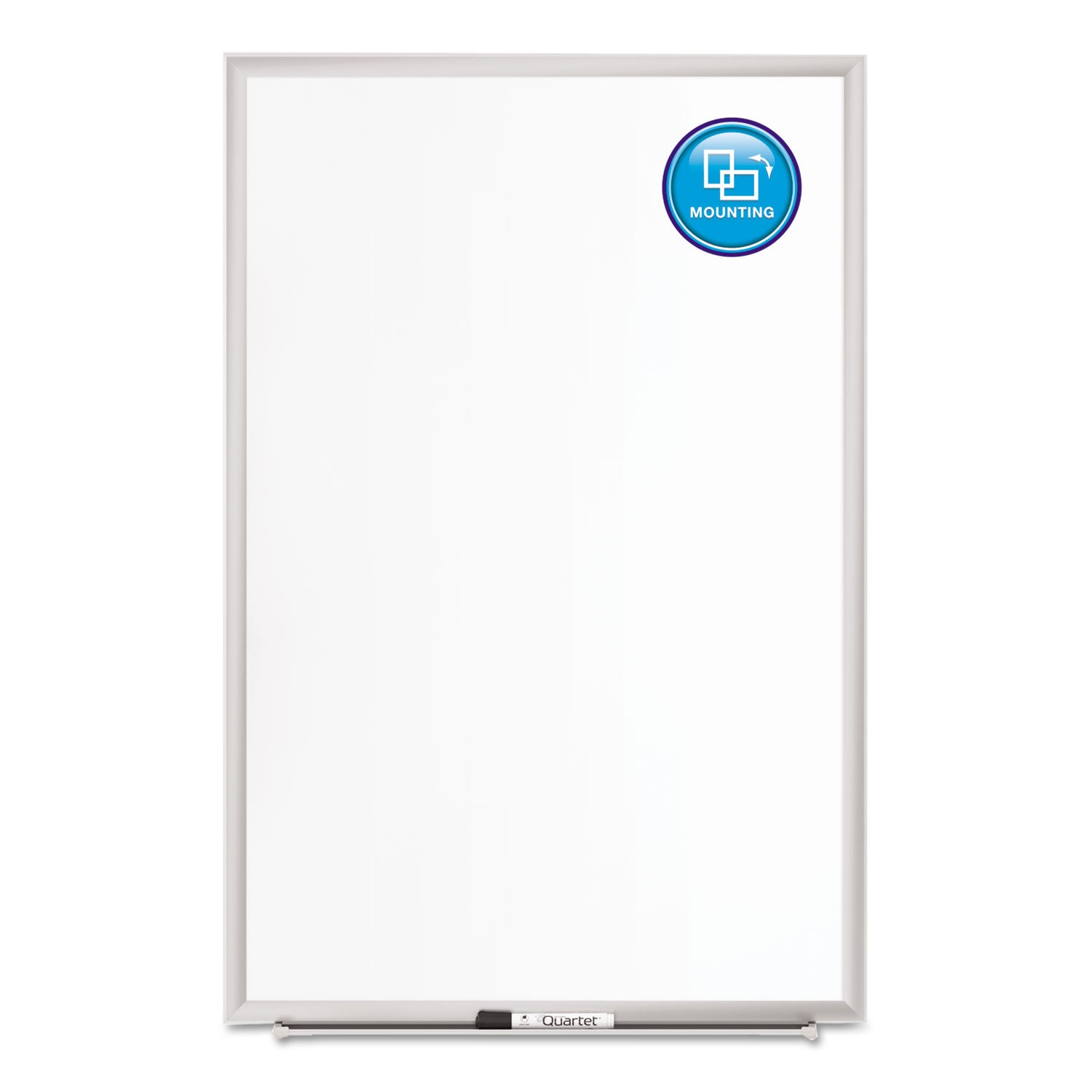 Quartet Classic Premium Porcelain Magnetic Board, 72" x 48", White Surface, Silver Aluminum Frame, Rectangle, Horizontal/Vertical Orientation, Magnetic, 1 Each