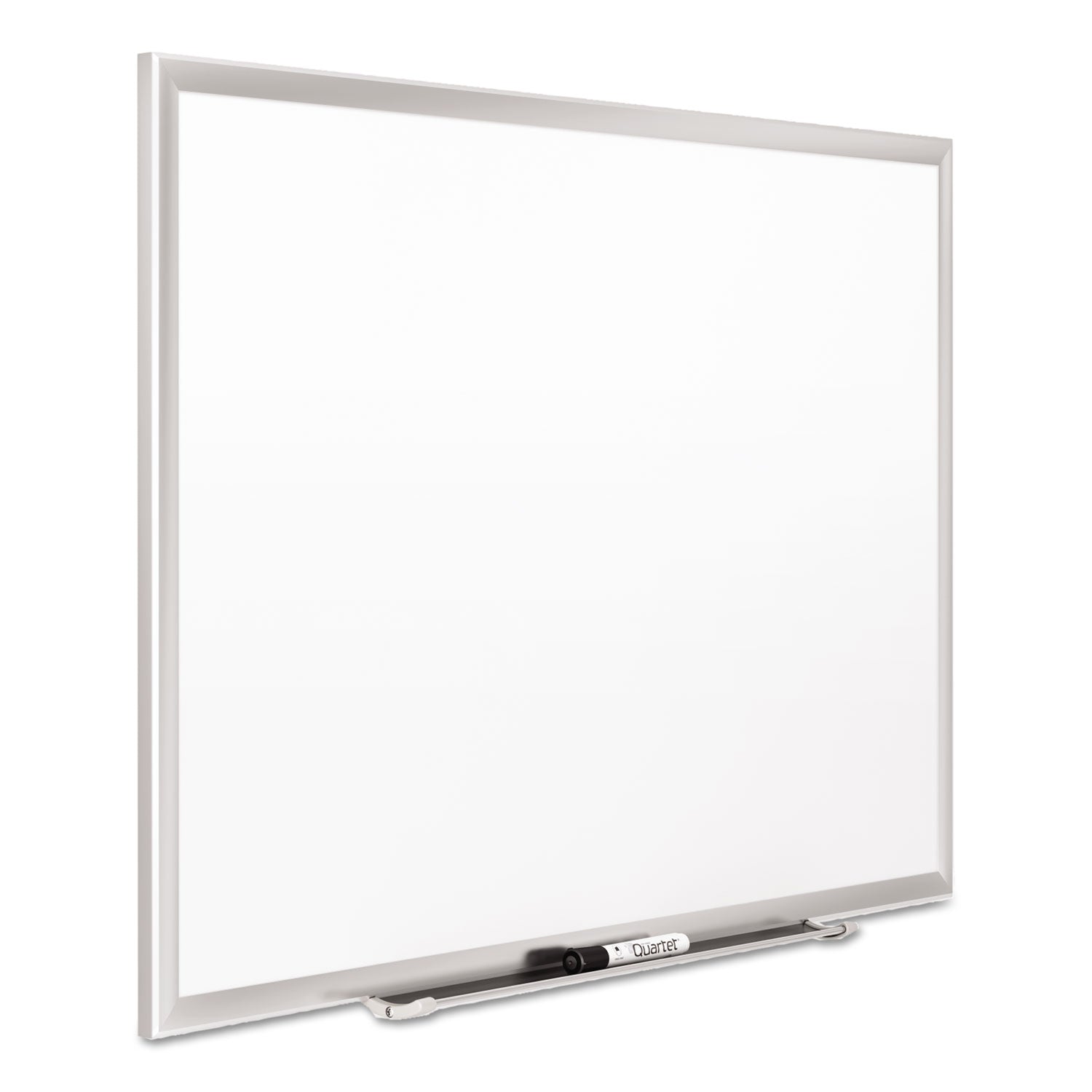 Quartet Classic Premium Porcelain Magnetic Board, 36" x 24", White Surface, Silver Aluminum Frame, Rectangle, Horizontal/Vertical Mount, Includes Marker Tray and Dry Erase Marker, 1 Each