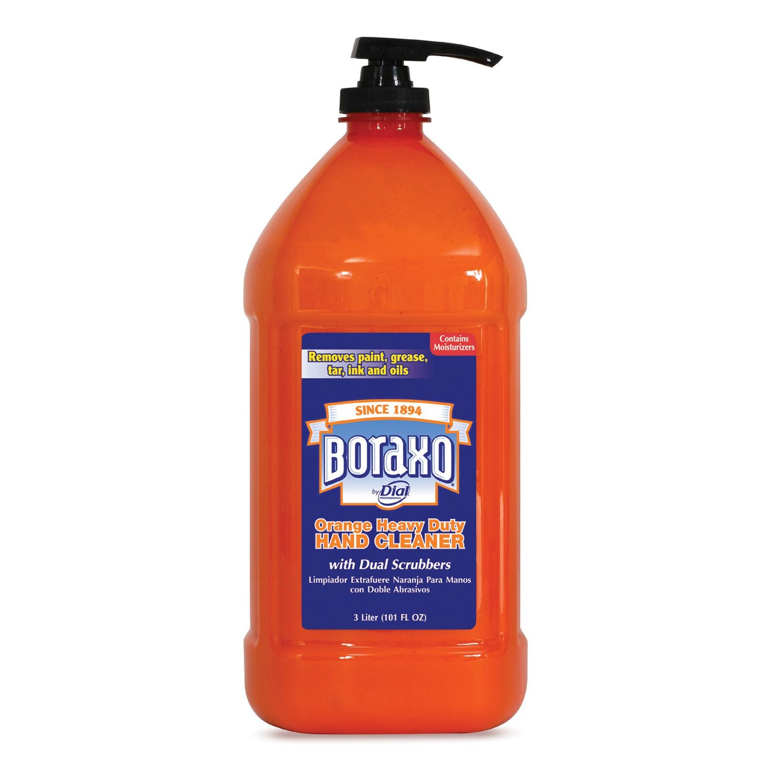 3.17 quart - Pump Bottle Dispenser - Grease Remover, Grime Remover, Ink Remover, Tar Remover, Paint Remover - Hand, Skin - Moisturizing - Orange - Heavy Duty - 1 Each