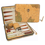Backgammon  Sets Map Design Case With Strap And Zipper, Magnetic
