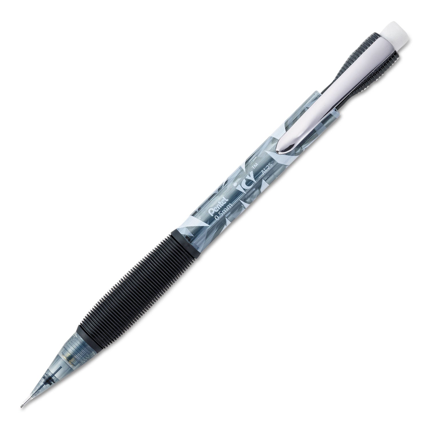 Pentel Icy Mechanical Pencil - 0.5 mm Lead - #2 - Refillable - Black Barrel - 1 Dozen