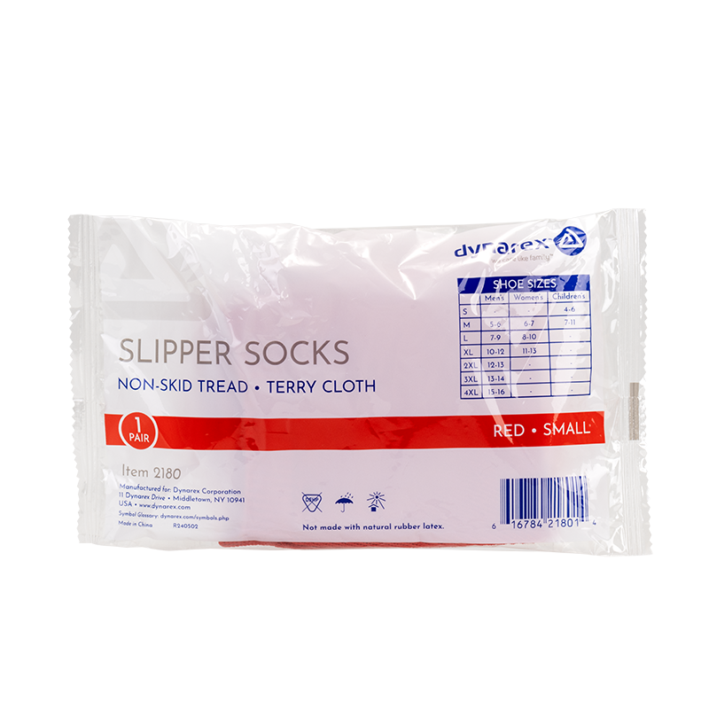 Slipper Socks, Small, Red - 1 pair per Box/48 boxes per Case