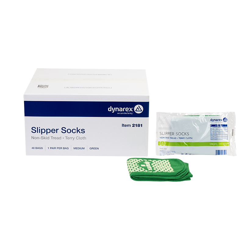 Slipper Socks, Medium, Green - 1 pair per Box/48 boxes per Case