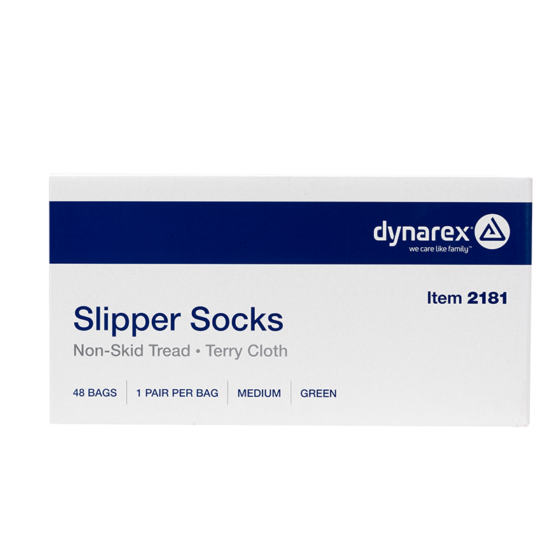 Slipper Socks, Medium, Green - 1 pair per Box/48 boxes per Case