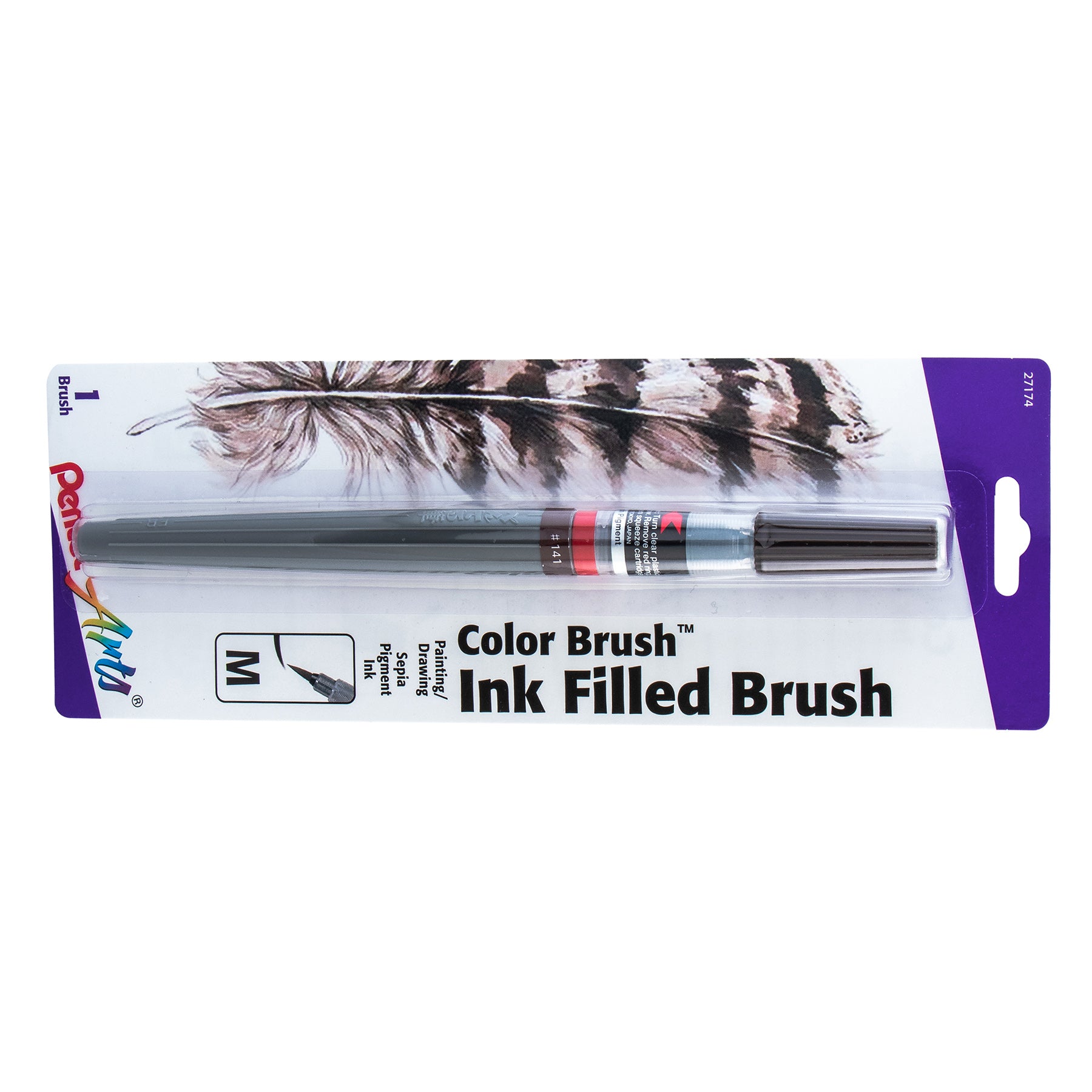 Color Brush with Pigment Ink, Medium Tip,Sepia, 1-Pack