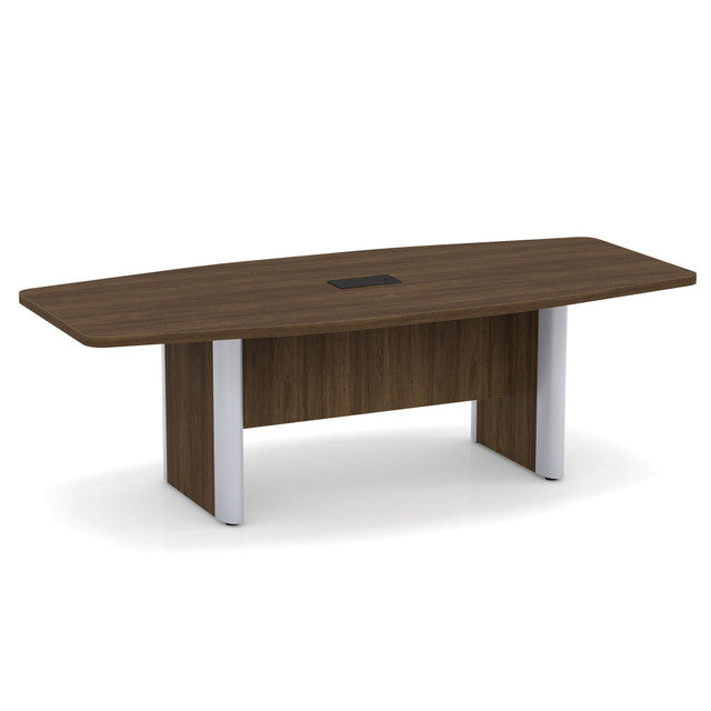 OfficeSource  Boat Shaped Conference Table with Elliptical Base - 8' - Modern Walnut