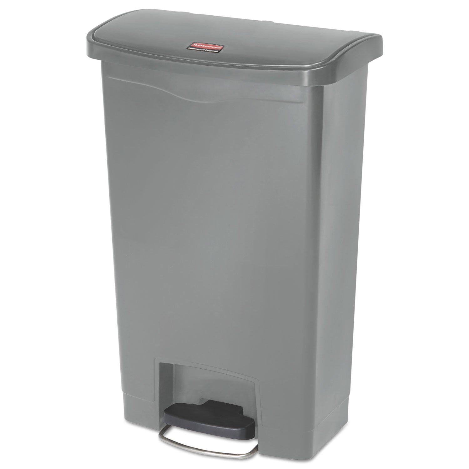 Rubbermaid Commercial Slim Jim 13G Front Step Container - Step-on Opening - 13.21 gal Capacity - Durable, Damage Resistant, Smooth, Easy to Clean, Contoured Edge - Plastic, Resin - Gray - 1 Each