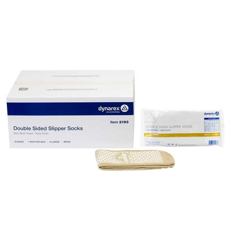 Double Sided Slipper Socks, X-Large, Beige - 1 pair per Box/48 boxes per Case