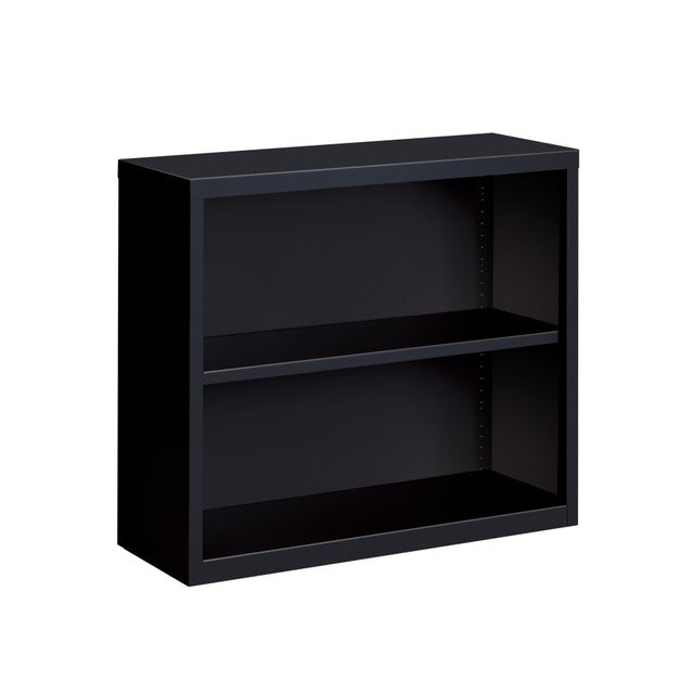 OfficeSource Steel Bookcase HIRSCH 2 Shelf Metal Bookcase, 30" High - Black