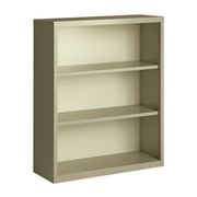OfficeSource Steel Bookcase HIRSCH 3 Shelf Metal Bookcase, 42" High - Putty