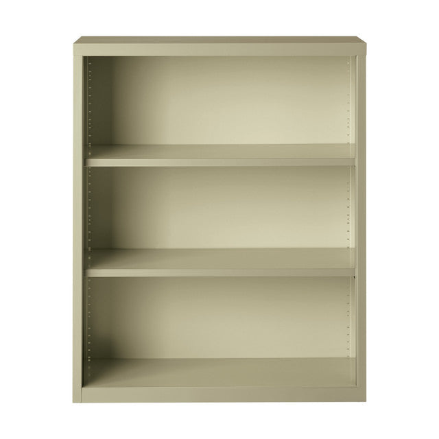 OfficeSource Steel Bookcase HIRSCH 3 Shelf Metal Bookcase, 42" High - Putty