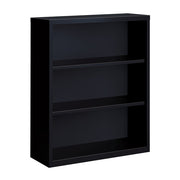 OfficeSource Steel Bookcase HIRSCH 3 Shelf Metal Bookcase, 42" High - Black