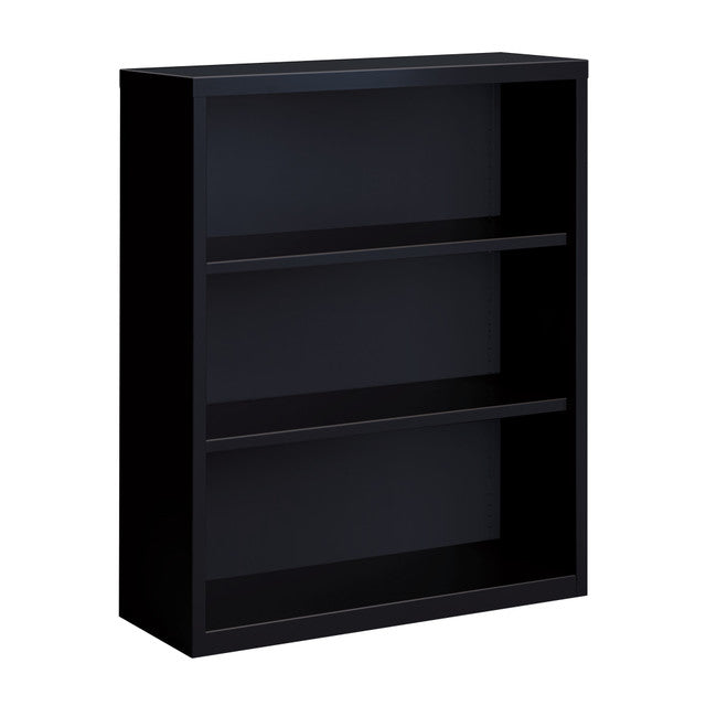 OfficeSource Steel Bookcase HIRSCH 3 Shelf Metal Bookcase, 42" High - Black