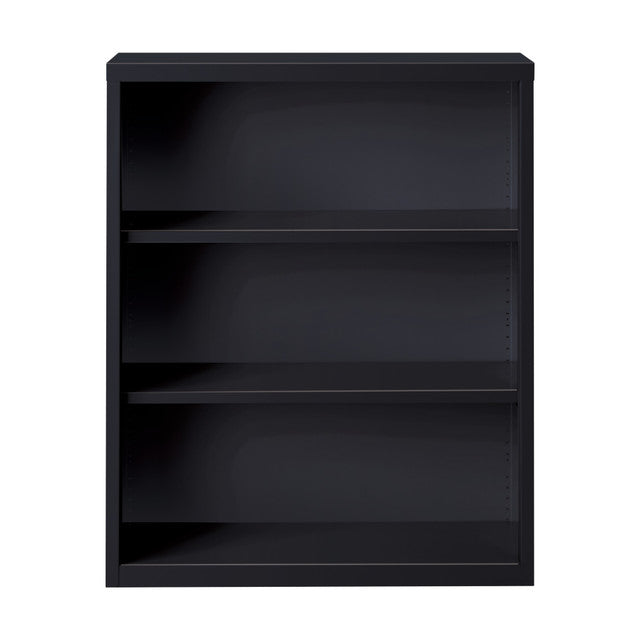 OfficeSource Steel Bookcase HIRSCH 3 Shelf Metal Bookcase, 42" High - Black