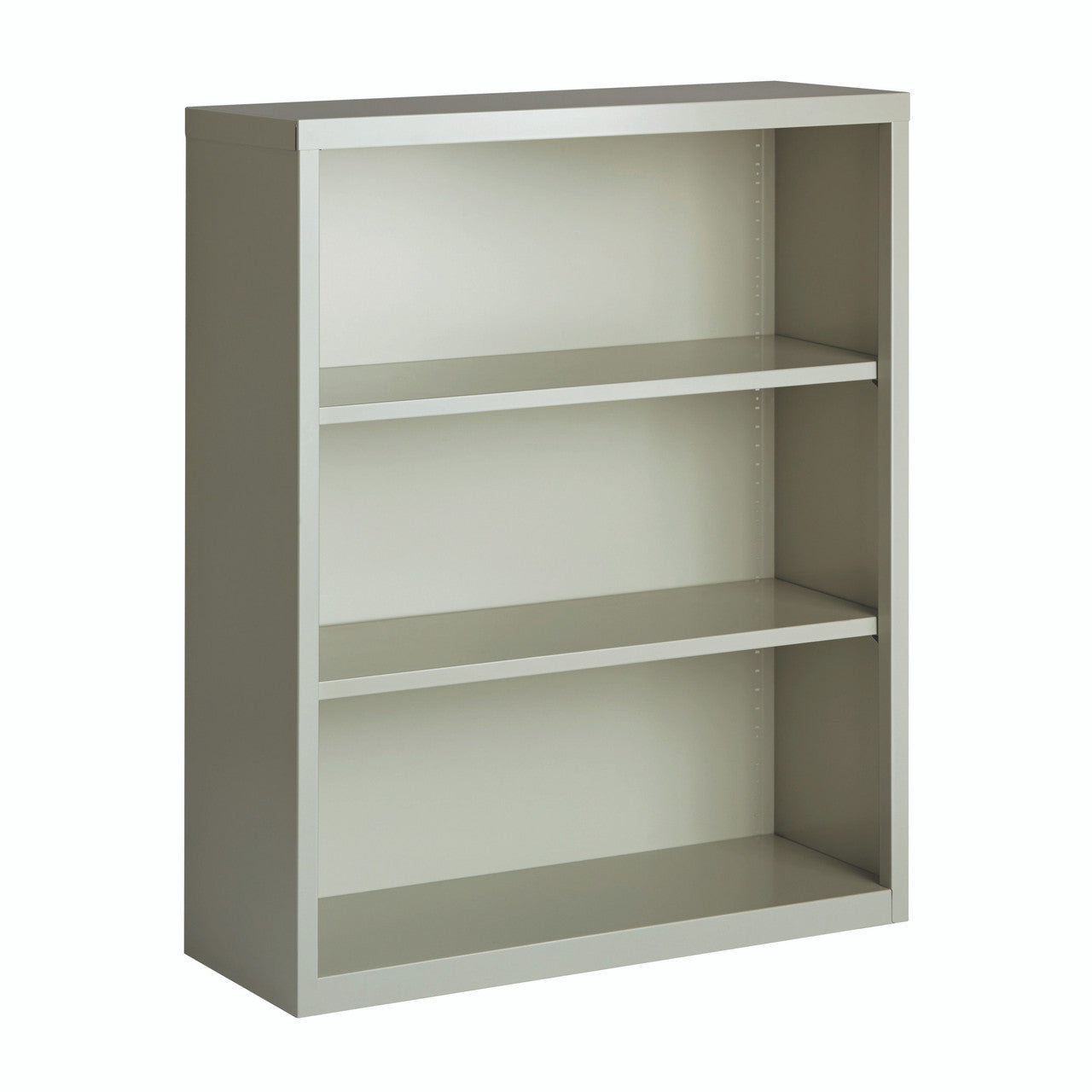 OfficeSource Steel Bookcase HIRSCH 3 Shelf Metal Bookcase, 42" High - Light Gray