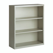 OfficeSource Steel Bookcase HIRSCH 3 Shelf Metal Bookcase, 42" High - Light Gray