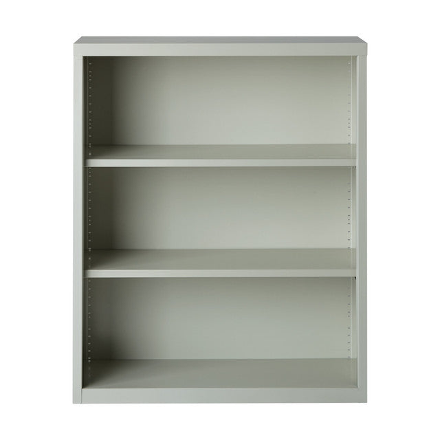 OfficeSource Steel Bookcase HIRSCH 3 Shelf Metal Bookcase, 42" High - Light Gray