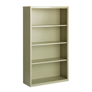 OfficeSource Steel Bookcase HIRSCH 4 Shelf Metal Bookcase, 60" High - Putty